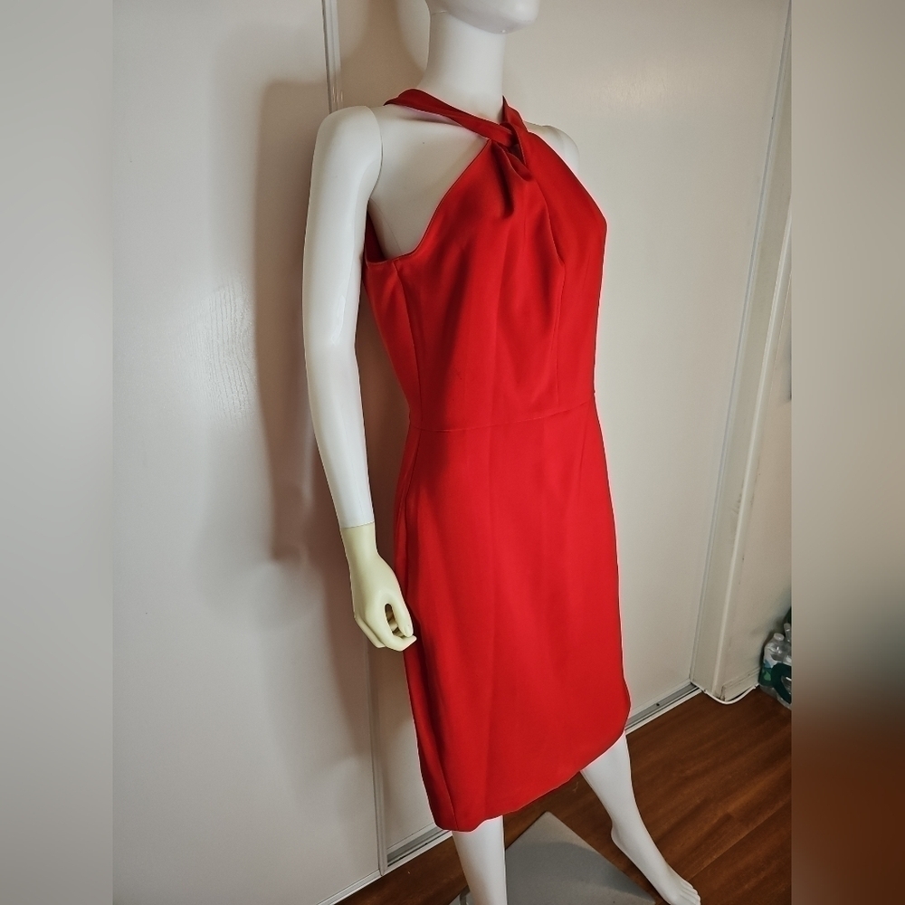 Women's Red Bodycon  Sleeveless Dress Knee Length Formal Cocktail Sz 8 - Picture 4 of 13